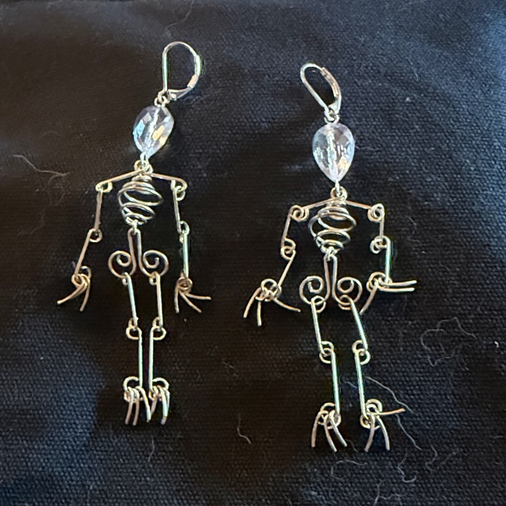 Silver Wire Skeleton Earrings